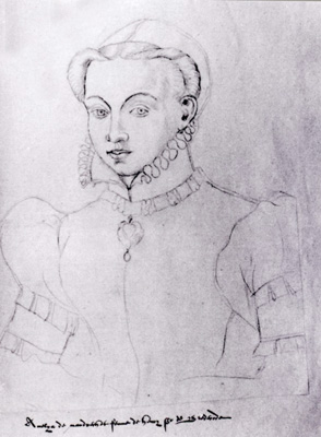 Amalia von der Pfalz, Kohlezeichnung von Jacques Le Boucq, Amalia als Ehefrau, Mediatheque Municipale d Arras, Palais Saint-Vaast ms 266 fol. 206