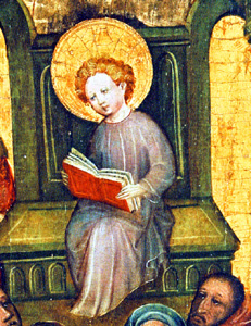 Froendenberger Marienaltar, Detail aus der Tafel DER ZWOELFJAEHIRGE JESUS IM TEMPEL