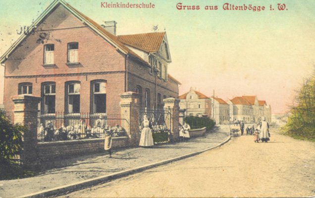 Postkarte mit der ehemaligen Rexe-Schule; Gemeindearchiv Bönen