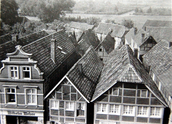 Die Bonenstraße, in der Herzlieb Herzig mit dem Cappenberger Propst zusammenlebte, 1930er Jahre