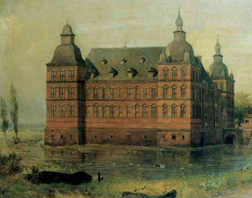 Adolf Höninghaus, Ansicht des Schlosses Horst von Norden, 1842 (Düsseldorf, Freiherr von Fürstenberg); Schloss Horst